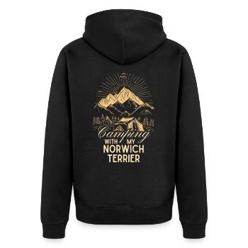 Norwich Terrier Camping - Unisex Premium Organic Zip Hoodie - black - Back - Nico (187cm)