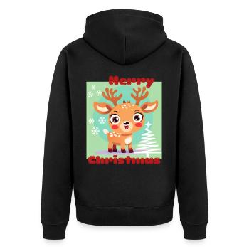 Merry Christmas - cute lucky deer - snow xmas - Unisex Premium Organic Zip Hoodie - black - Back - Nico (187cm)