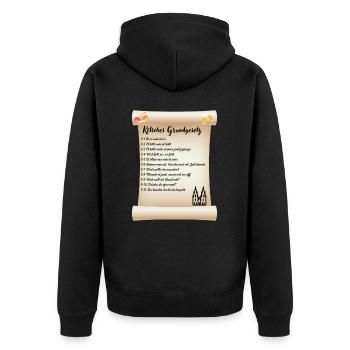 Kölsches Grundgesetz - Unisex Premium Bio Zip Hoodie - Schwarz - Hinten - Nico (187cm)