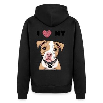 Little Pitbull - Bully Puppy - Chien mignon - Amour - Veste à capuche bio Premium Unisexe - noir - Dos - Nico (187cm)