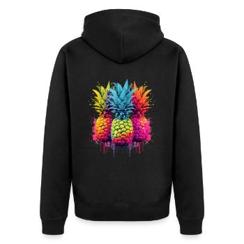 Colorful Pineapple Splash of Paint Splashes - Unisex Premium Organic Zip Hoodie - black - Back - Nico (187cm)