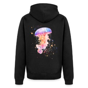 Jellyfish Trend Jellyfish in Pastel Colors 2024 - Unisex Premium Organic Zip Hoodie - black - Back - Nico (187cm)