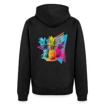 Colorful Pineapple Splash of Paint Splashes - Unisex Premium Organic Zip Hoodie - black - Back - Nico (187cm)