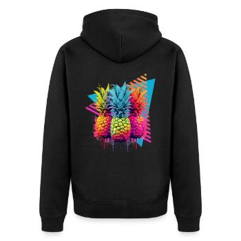 Colorful Pineapple Splash of Paint Splashes - Unisex Premium Organic Zip Hoodie - black - Back - Nico (187cm)