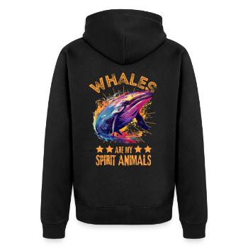 Colorful whale paint blobs paint splashes - Unisex Premium Organic Zip Hoodie - black - Back - Nico (187cm)