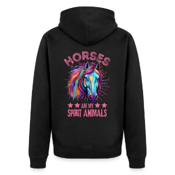 Des blobs de peinture pour chevaux colorés éclaboussent des éclaboussures - Veste à capuche bio Premium Unisexe - noir - Dos - Nico (187cm)
