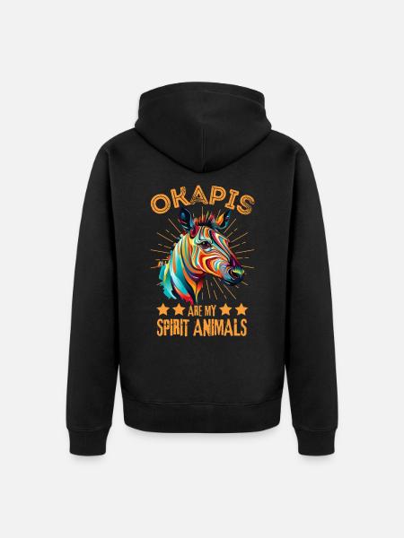 Buntes Okapi Farbkleckse Farbspritzer - Unisex Premium Bio Zip Hoodie - Schwarz