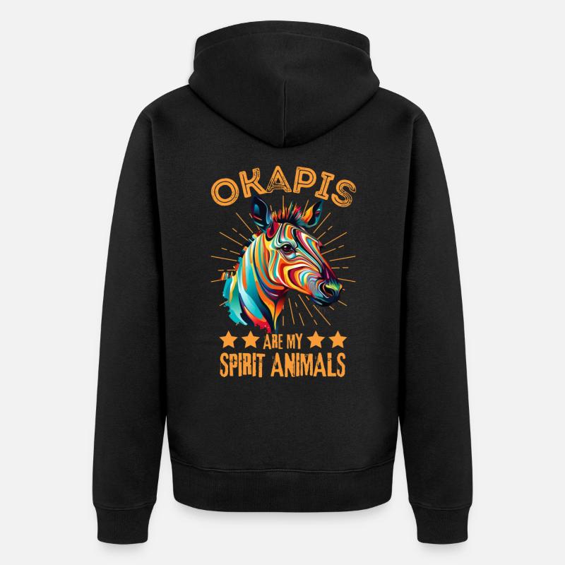 Buntes Okapi Farbkleckse Farbspritzer - Unisex Premium Bio Zip Hoodie - Schwarz