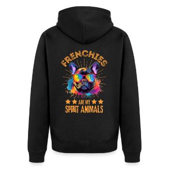 Lunettes de soleil bouledogue français colorées - Veste à capuche bio Premium Unisexe - noir - Dos - Nico (187cm)