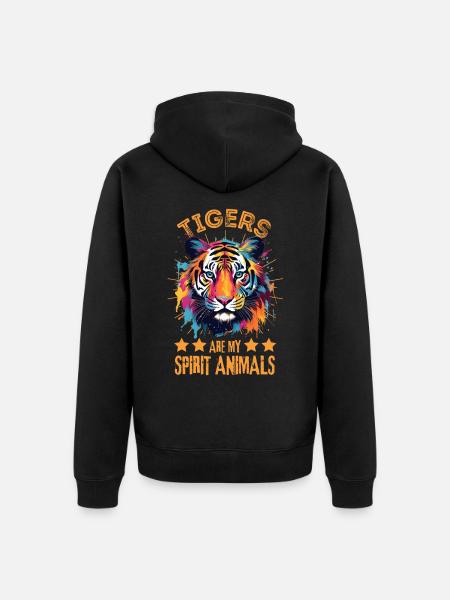 Bunter Tiger Farbkleckse Farbspritzer - Unisex Premium Bio Zip Hoodie - Schwarz