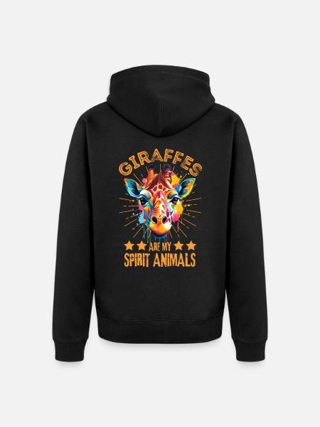 Bunte Giraffe Farbkleckse Farbspritzer - Unisex Premium Bio Zip Hoodie - Schwarz