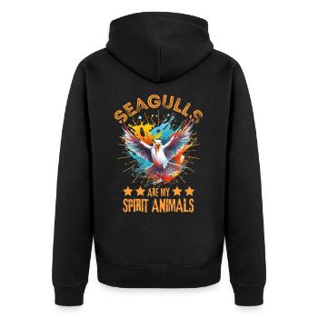 Colorful seagull paint blobs paint splashes - Unisex Premium Organic Zip Hoodie - black - Back - Nico (187cm)