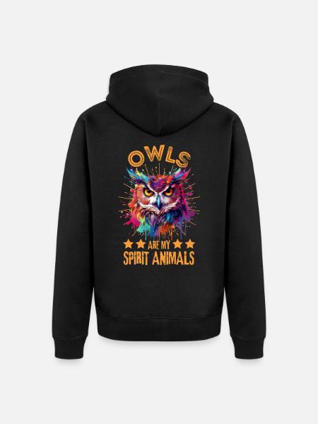 Bunte Eule - Unisex Premium Bio Zip Hoodie - Schwarz