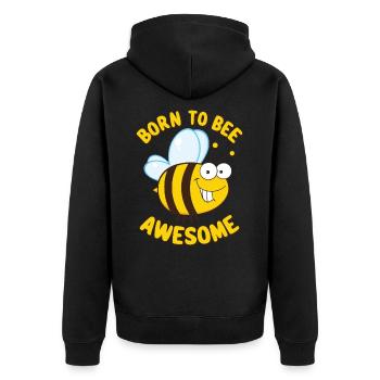Funny Bee Saying Born to Bee Awesome - Unisex Premium Organic Zip Hoodie - black - Back - Nico (187cm)