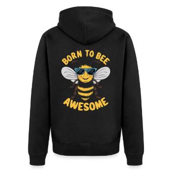 Funny Bee Saying Born to Bee Awesome - Unisex Premium Organic Zip Hoodie - black - Back - Nico (187cm)