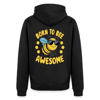 Funny Bee Saying Born to Bee Awesome - Unisex Premium Organic Zip Hoodie - black - Back - Nico (187cm)