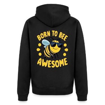 Funny Bee Saying Born to Bee Awesome - Unisex Premium Organic Zip Hoodie - black - Back - Nico (187cm)