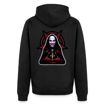 Priesterin des Todes Pentagramm - Unisex Premium Bio Zip Hoodie - Schwarz - Hinten - Nico (187cm)