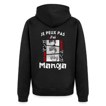 Je peux pas j'ai manga -manga - Veste à capuche bio Premium Unisexe - noir - Dos - Nico (187cm)