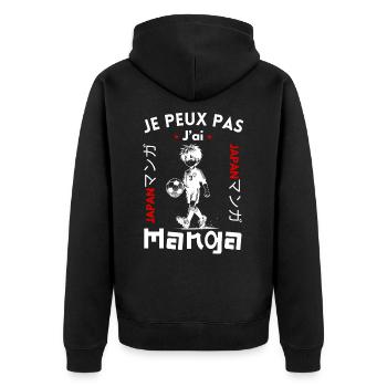 Je peux pas jai manga football - Veste à capuche bio Premium Unisexe - noir - Dos - Nico (187cm)