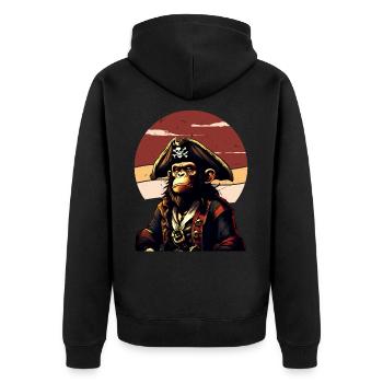 Capitaine Bande Dessinée Singe Pirate Caraïbes - Veste à capuche bio Premium Unisexe - noir - Dos - Nico (187cm)