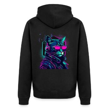 Cyberpunk Chat avec lunettes de soleil - Veste à capuche bio Premium Unisexe - noir - Dos - Nico (187cm)