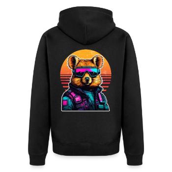 Quokka with hamster cheeks in the sunset - Unisex Premium Organic Zip Hoodie - black - Back - Nico (187cm)