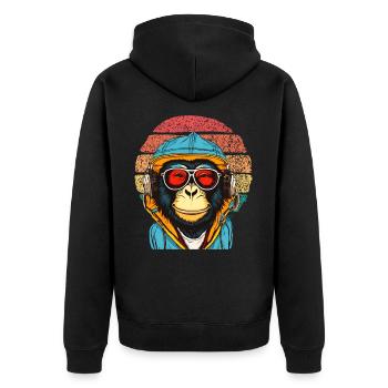 Chill Monkey Sunglasses Relaxed Chimpanzee - Unisex Premium Organic Zip Hoodie - black - Back - Nico (187cm)