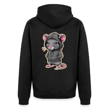 Cool Rat in a Stylish Hoodie - Funny Animals - Unisex Premium Organic Zip Hoodie - black - Back - Nico (187cm)