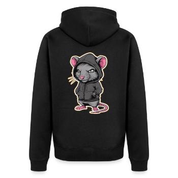 Cool Rat in a Stylish Hoodie - Funny Animals - Unisex Premium Organic Zip Hoodie - black - Back - Nico (187cm)