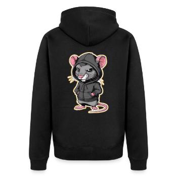 Cool Rat in a Stylish Hoodie - Funny Animals - Unisex Premium Organic Zip Hoodie - black - Back - Nico (187cm)