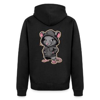 Cool Rat in a Stylish Hoodie - Funny Animals - Unisex Premium Organic Zip Hoodie - black - Back - Nico (187cm)