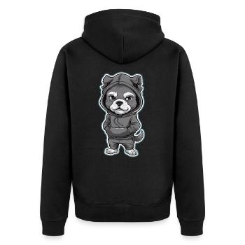 Cool dog in stylish hoodie - Unisex Premium Organic Zip Hoodie - black - Back - Nico (187cm)