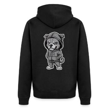 Cool dog in stylish hoodie - Unisex Premium Organic Zip Hoodie - black - Back - Nico (187cm)