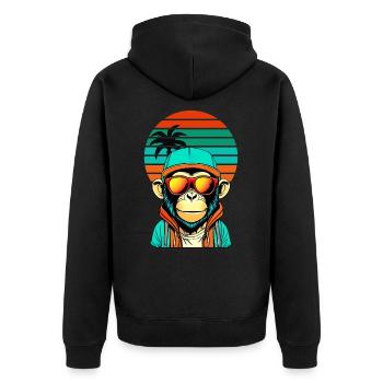 Chimpanzé réfrigéré avec des lunettes de soleil fraîches - Veste à capuche bio Premium Unisexe - noir - Dos - Nico (187cm)