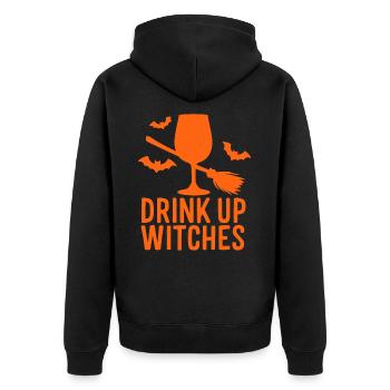 Halloween Witches Saying Drink Up Witches - Unisex Premium Organic Zip Hoodie - black - Back - Nico (187cm)