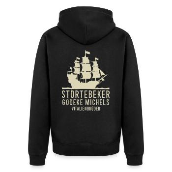Störtebeker Gödeke Michels Victual Brothers - Unisex Premium Organic Zip Hoodie - black - Back - Nico (187cm)