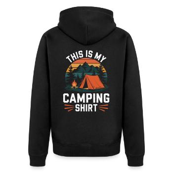 C’est ma chemise de camping Campen - Veste à capuche bio Premium Unisexe - noir - Dos - Nico (187cm)