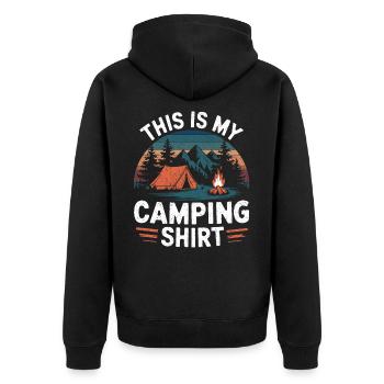 C’est ma chemise de camping Campen - Veste à capuche bio Premium Unisexe - noir - Dos - Nico (187cm)