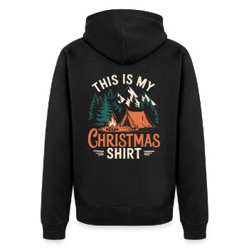 Camping Noël Tenue de Noël en plein air - Veste à capuche bio Premium Unisexe - noir - Dos - Nico (187cm)