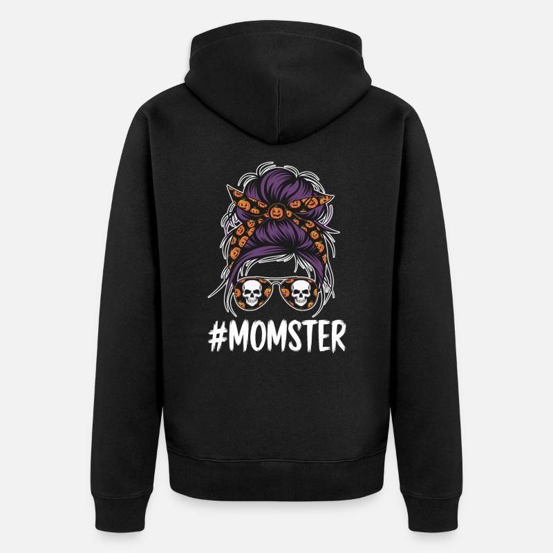 Halloween maman monstre maman - Veste à capuche bio Premium Unisexe - noir