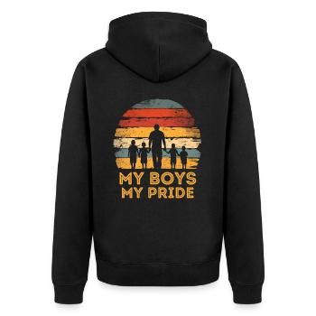 Vatertag Vater mit vier Söhnen retro vintage - Unisex Premium Bio Zip Hoodie - Schwarz - Hinten - Nico (187cm)