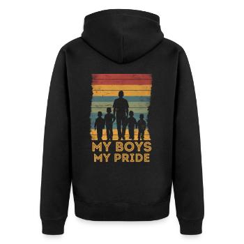 Vatertag Vater mit vier Söhnen retro vintage - Unisex Premium Bio Zip Hoodie - Schwarz - Hinten - Nico (187cm)