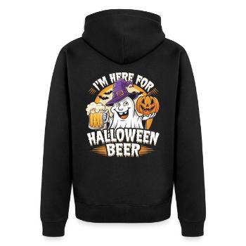 Lustiger Geist I'm here for Halloween Beer - Unisex Premium Organic Zip Hoodie - black - Back - Nico (187cm)