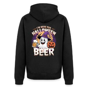 Lustiger Geist I'm here for Halloween Beer - Unisex Premium Organic Zip Hoodie - black - Back - Nico (187cm)