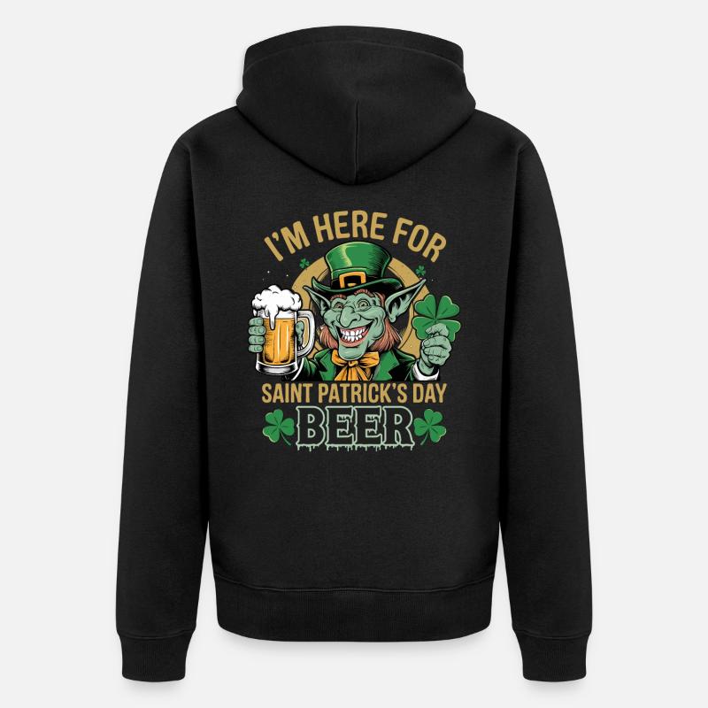 Saint-Patrick Bière Leprechaun Kobold Bier - Veste à capuche bio Premium Unisexe - noir