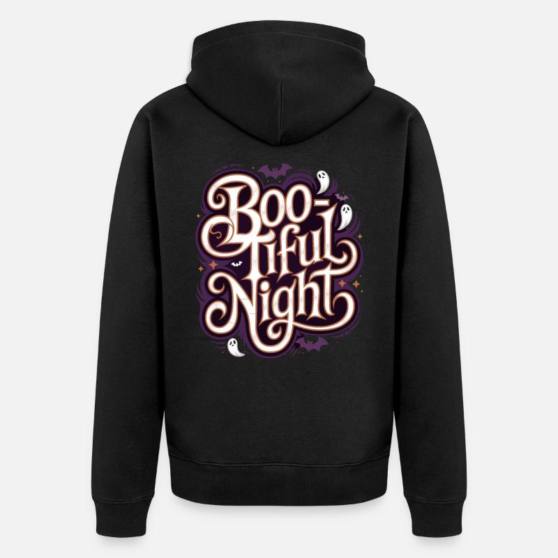 Boo-Tiful Nuit Halloween Effrayant Drôle - Veste à capuche bio Premium Unisexe - noir