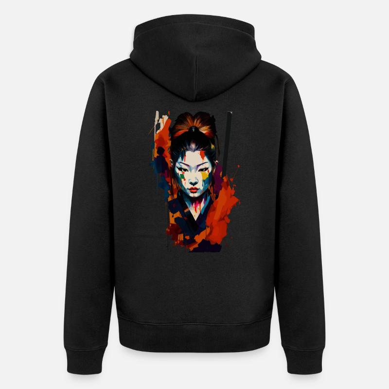 Samurai Warrior - Splash Art - Unisex Premium Bio Zip Hoodie - Schwarz