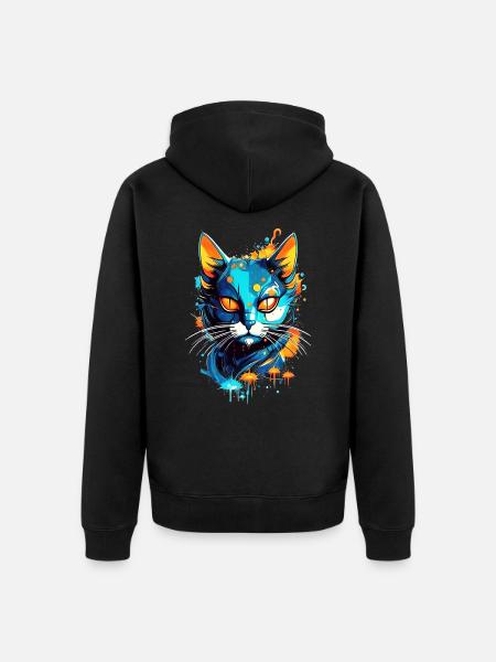 Bunte Weltraumkatze - Unisex Premium Bio Zip Hoodie - Schwarz