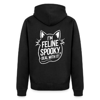 I'm Feline Spooky Cats Halloween Saying - Unisex Premium Organic Zip Hoodie - black - Back - Nico (187cm)